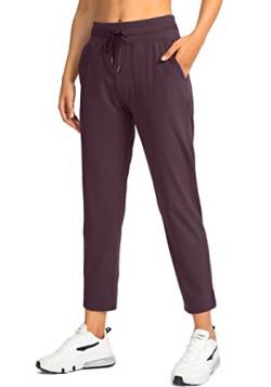 Soothfeel Damen Golfhose mit 4 Taschen 7/8 Stretch High Wasited Sweatpants Reise Athletic Arbeitshose für Frauen, Wein, XX-Large von Soothfeel