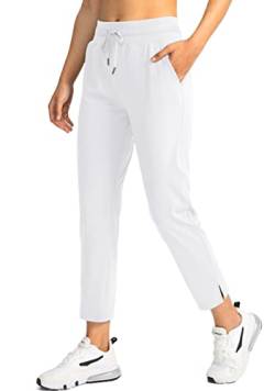 Soothfeel Damen Golfhose mit 4 Taschen 7/8 Stretch High Wasited Sweatpants Reise Athletic Arbeitshose für Frauen, Weiss/opulenter Garten, S von Soothfeel