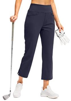 Soothfeel Damen-Golfhose mit 5 Taschen, hohe Taille, Stretch-Jogginghose, Reisen, athletische Arbeit, Knöchelhose für Damen, 03-navy blau, X-Groß von Soothfeel