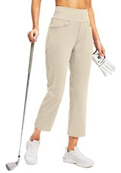 Soothfeel Damen-Golfhose mit 5 Taschen, hohe Taille, Stretch-Jogginghose, Reisen, athletische Arbeit, Knöchelhose für Damen, 06-dusty_weiß, Groß von Soothfeel