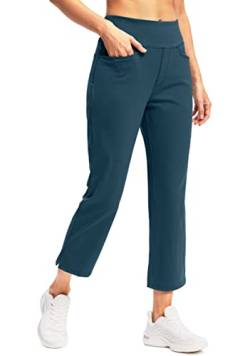 Soothfeel Damen-Golfhose mit 5 Taschen, hohe Taille, Stretch-Jogginghose, Reisen, athletische Arbeit, Knöchelhose für Damen, Dunkelblau, S von Soothfeel