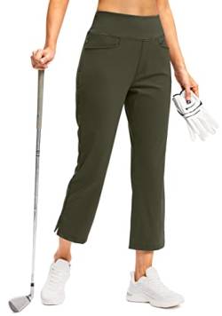 Soothfeel Damen-Golfhose mit 5 Taschen, hohe Taille, Stretch-Jogginghose, Reisen, athletische Arbeit, Knöchelhose für Damen, Grün (Army Green), S von Soothfeel