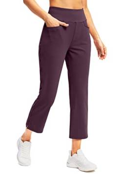 Soothfeel Damen-Golfhose mit 5 Taschen, hohe Taille, Stretch-Jogginghose, Reisen, athletische Arbeit, Knöchelhose für Damen, Wein, M von Soothfeel