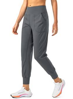 Soothfeel Damen-Jogginghose mit Reißverschlusstaschen, hohe Taille, athletisches Workout, Yoga-Hose, Jogginghose für Damen, grau dunkel, Groß von Soothfeel