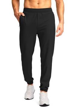 Soothfeel Herren-Jogginghose mit Reißverschlusstaschen, Golf-Jogger, leichte Sweathose, athletische Workout-Hose für Männer, Track Running, Schwarz, Mittel von Soothfeel