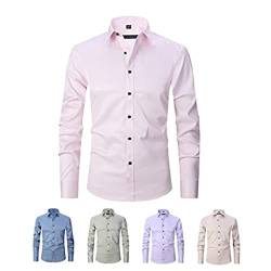 Stretch Anti-Falten Hemd, Herren Langarm Stretch Button Up Hemd Slim Fit Casual Business Formal Dress Shirt von Sopaeduon