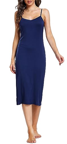 Sopesil Damen Unterkleid Lang Sexy Unterkleider mit Trägern Unterröcke Petticoat Knielänge Petticoat Cami Nachthemd Frauen SleepwearNavy Blau,M von Sopesil