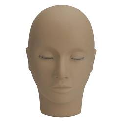 Wimpern-Mannequin-Kopf für Wimpernverlängerung-Anfänger, Wimpernverlängerungs-Set mit 3-lagigen Wimpern, Silikon-Mannequin-Kopf-Zubehör für Make-up-Übungen (Schwarze Kaffeefarbe) von Sorandy