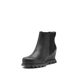 SOREL Women's Joan of Arctic Wedge III Chelsea Boot — Black, Sea Salt — Waterproof Leather Wedge Boots — Size 7 von Sorel