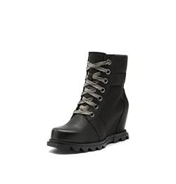 SOREL Women's Joan of Arctic Wedge III Lexie Boot — Black, Jet — Waterproof Leather Wedge Boots — Size 10 von Sorel
