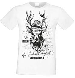 Herren Trachten T-Shirt mit Hirsch Motiv : Trachtenshirt für Oktoberfest Volksfest Freizeit : Grantln 2.0 : Baumwolle : Übergrößen bis 5XL Farbe: Weiss Gr: 5XL von Soreso Design