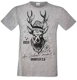 Kurzarm Trachten T-Shirt Herren : Hirsch Grantln 2.0 Volksfest Oktoberfest Freizeitshirt Männer bis 5XL Farbe: dunkelgrau Gr: 4XL von Soreso Design