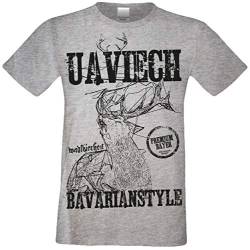 Kurzarm Trachten T-Shirt Herren : Hirsch Uaviech : Premium Bayer : Volksfest Oktoberfest Freizeitshirt Männer bis 5XL Farbe: dunkelgrau Gr: XL von Soreso Design