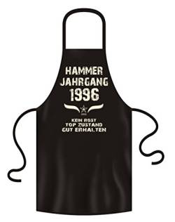 Soreso Design Geschenk zum 27 Geburtstag Grillschürze Kochschürze Hammer Jahrgang 1996 Geburtstagsgeschenk für Frauen und Männer Farbe: schwarz von Soreso Design