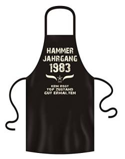 Soreso Design Geschenk zum 40 Geburtstag Grillschürze Kochschürze Hammer Jahrgang 1983 Geburtstagsgeschenk für Frauen und Männer Farbe: schwarz von Soreso Design
