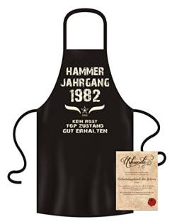 Soreso Design Geschenk zum 41 Geburtstag Grillschürze Kochschürze Hammer Jahrgang 1982 Geburtstagsgeschenk für Frauen und Männer Farbe: schwarz von Soreso Design