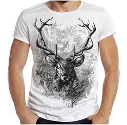 Soreso Design Trachten T-Shirt Herren Jäger Trachtenshirt Männer Bayern Volksfest T-Shirt Hirsch Farbe: Weiss, XXL von Soreso Design