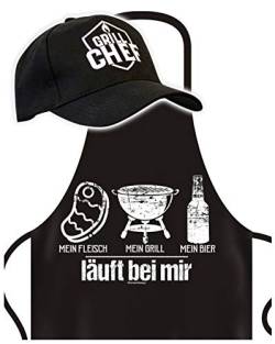 Soreso Grillschürze für Männer mit Grill-Chef Cap - Mein Fleisch - Mein Grill Geschenke zum Vatertag Geburtstag Geschenkideen von Soreso Design