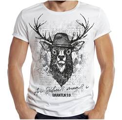 Trachten T-Shirt Herren Volksfest Trachtenshirt für Männer Grantler T-Shirt bayrisch Grantln 3.0 Farbe: Weiss von Soreso Design