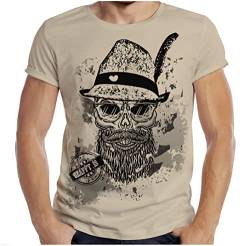 Trachten T-Shirt Herren Volksfest Trachtenshirt für Männer T-Shirt bayrisch Ozapft is Totenkopf Farbe: Sand von Soreso Design