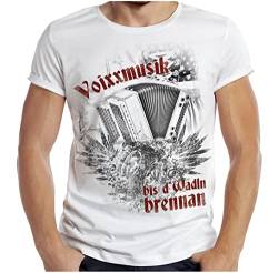 Trachten T-Shirt Herren Volksfest Trachtenshirt für Männer Volksmusik T-Shirt bayrisch Voixxmusik bis d`Wadln Brennan Farbe: Weiss von Soreso Design