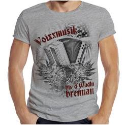 Trachten T-Shirt Herren Volksfest Trachtenshirt für Männer Volksmusik T-Shirt bayrisch Voixxmusik bis d`Wadln Brennan Farbe: dunkelgrau von Soreso Design