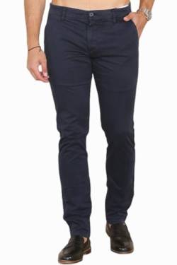 Herren Chino Hose im klassischen Look, Slim Fit Hose, stilvoll und praktisch, starker Stretch Baumwollstoff, navy, 33 W/34 L von Soroor