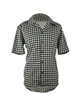 Herren Hahnentritt Hemd | Kurzarm Button Down Hemd für Männer | Schwarz und Weiß Kleid Shirt für Ihre Liebsten. - Schwarz - 3X-Groß von Sorrick