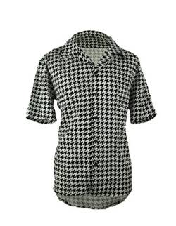 Herren Hahnentritthemd | Kurzarm Button-Down-Shirt für Männer | Schwarz-Weißes Kleid Hemd für Ihre Lieben, Schwarz und Weiß, L von Sorrick