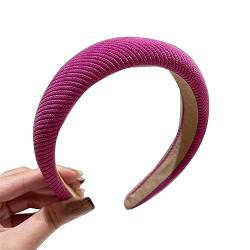 Geflochtene Stirnbänder für Damen, rutschfest, mit lässigem Häkel-Stirnband für Mädchen, Gesichtswäsche, Sport, breite Krempe, Rosa von Sorrowso