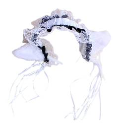 Haarband für Mädchen, plissiert, Spitze mit Ohren, mehrfarbig, Halloween, Fotografieren, Karneval, Party, Kopfschmuck, niedliche Stirnbänder für Frauen, zum Waschen des Gesichts, niedliche Ohren von Sorrowso