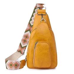 Sorrowso Bauchtasche für Mädchen und Frauen, Crossbody-Brusttasche, modische PU-Tasche, vielseitig, Vintage, trendige Hüfttasche, gelb von Sorrowso