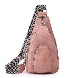 Sorrowso Bauchtasche für Mädchen und Frauen, Crossbody-Brusttasche, modische PU-Tasche, vielseitig, Vintage, trendige Hüfttasche, rose von Sorrowso