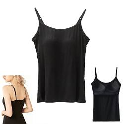 Sorviesw 2-in-1 Damen Basic Nahtloses Camisole Einfarbig Spaghettiträger Slim Fit Baumwolle Verstellbare Spaghettiträger Tank Top für Alltag Freizeitkleidung, Tank Top mit integriertem BH, 3XL, von Sorviesw