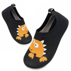 Sosenfer Barfuß Hausschuhe Kinder Jungen, Mädchen Weiche Barfussschuhe, Leichte Badeschuhe, Süße Baby Lauflernschuhe-Orange Dinosaurier-29 von Sosenfer