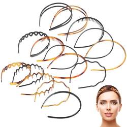 Sosoport 60 Stk Retro-stirnband Mit Zähnen Dekorative Stirnbänder Aus Kunststoff Haarband Aus Kunststoff Gewelltes Unisex-stirnband Metalldekor Plastik Feder Männer Und Frauen Sprühfarbe von Sosoport