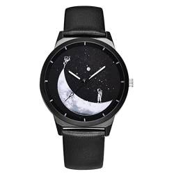 Sosoport Betrachten Freizeituhr Astronaut Watch Casual Watch Elegant Business Watches Dekorative Armb?nder mit Ledergürtel für Geburtstag Schwarzer Stil 3 Herrenuhren von Sosoport