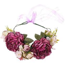 Sosoport Brautkopfschmuck Braut-stirnband Mit Schleier Mädchen Haarband Braut-blumen-stirnband Blumenstirnbänder Tiara Für Mädchen Haarreifen Für Stoff Bohemien Damen Blumenkopfschmuck von Sosoport