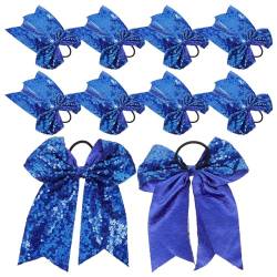 Sosoport Cheer Bows 10 Stück Cheerleading-Haarschleifen Pferdeschwanzhalter Pailletten Elastische Haargummis Bänder Für Cheerleader Teenager Frauen Teams Wettbewerb Sport-Outfit Uniform von Sosoport