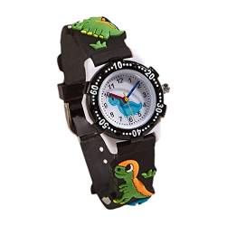 Sosoport Dinosaurier-Kinderuhr Kinderarmbanduhr Uhren für Kinder entzückende Uhr kinderuhren Dinosaurieruhr für Kinder wasserdichte Armbanduhr Karikatur Quarzuhren Anschauen 3D Edelstahl von Sosoport