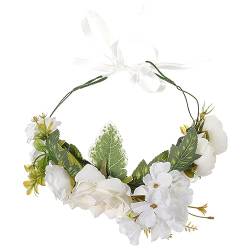 Sosoport Haarstirnbänder Damen Blumenmädchen-heiligenschein Hochzeits-stirnband Boho Haar Blumenkranz Mädchen Blumenstirnbänder Stoff Braut Künstliche Weiß Mori-abteilung von Sosoport