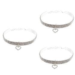 Sosoport Hundehalsketten 3st Anhänger Diamant-herz-halskette Hund Diamant- Halskette Aus Kristall Für Haustiere Haustierhalsband Diamanten Strass-dekoration Strasssteine Weiß von Sosoport