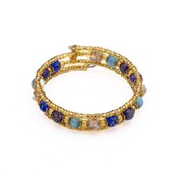 Sospiri Venezia Armband für Damen mit 16 Glasperlen Durchmesser 8 mm Originalschmuck aus Murano-Glas Geschenkidee Zertifiziert Hergestellt in Italien (Mix Blau) von Sospiri Venezia