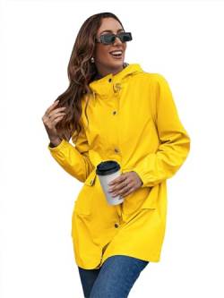 SotRong Leichte Wasserdichte Jacken Frauen Packbare Regenjacke Mit Kapuze Regenmantel Damen Frühling Sommer Anoraks Jacken Outdoor Cagoule Trenchcoat, gelb, 46 von SotRong