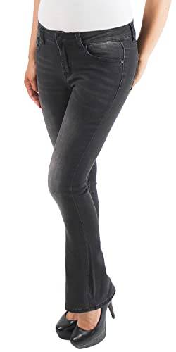 Damen Bootcut Jeans Flared Hose Schlaghose Hüftjeans Stretchhose Schwarz von Sotala