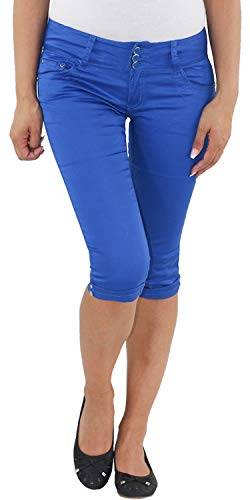 Damen Capri 3/4 Shorts Sommerhose Bermuda Hose Kurze Stretch Hüft Jeans Blau 32 (XXS) von Sotala