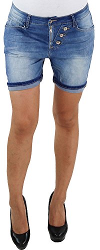 Damen Hotpants Hot Pants Jeans Shorts Kurze Hose Capri Hüft Stretch Bermuda Sommer Blau B177-Blau XL/42 von Sotala