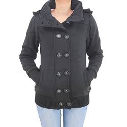 Damen Jacke Mantel Winterjacke Kapuze Dufflejacke Hoodie Dufflecoat Fleece 065 36 (S) Schwarz von Sotala