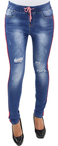 Damen Jeans Hose mit Rissen Skinny Stretch Slim Fit Röhre Röhrenjeans Blau M-1639 S/36 von Sotala