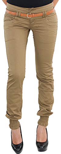 Damen Jeans Hüfthose Damenjeans Hüftjeans Röhrenjeans Röhrenhose Röhre Stretch Skinny Slim Fit Hose mit Gürtel DQ987-15 XL/42 von Sotala